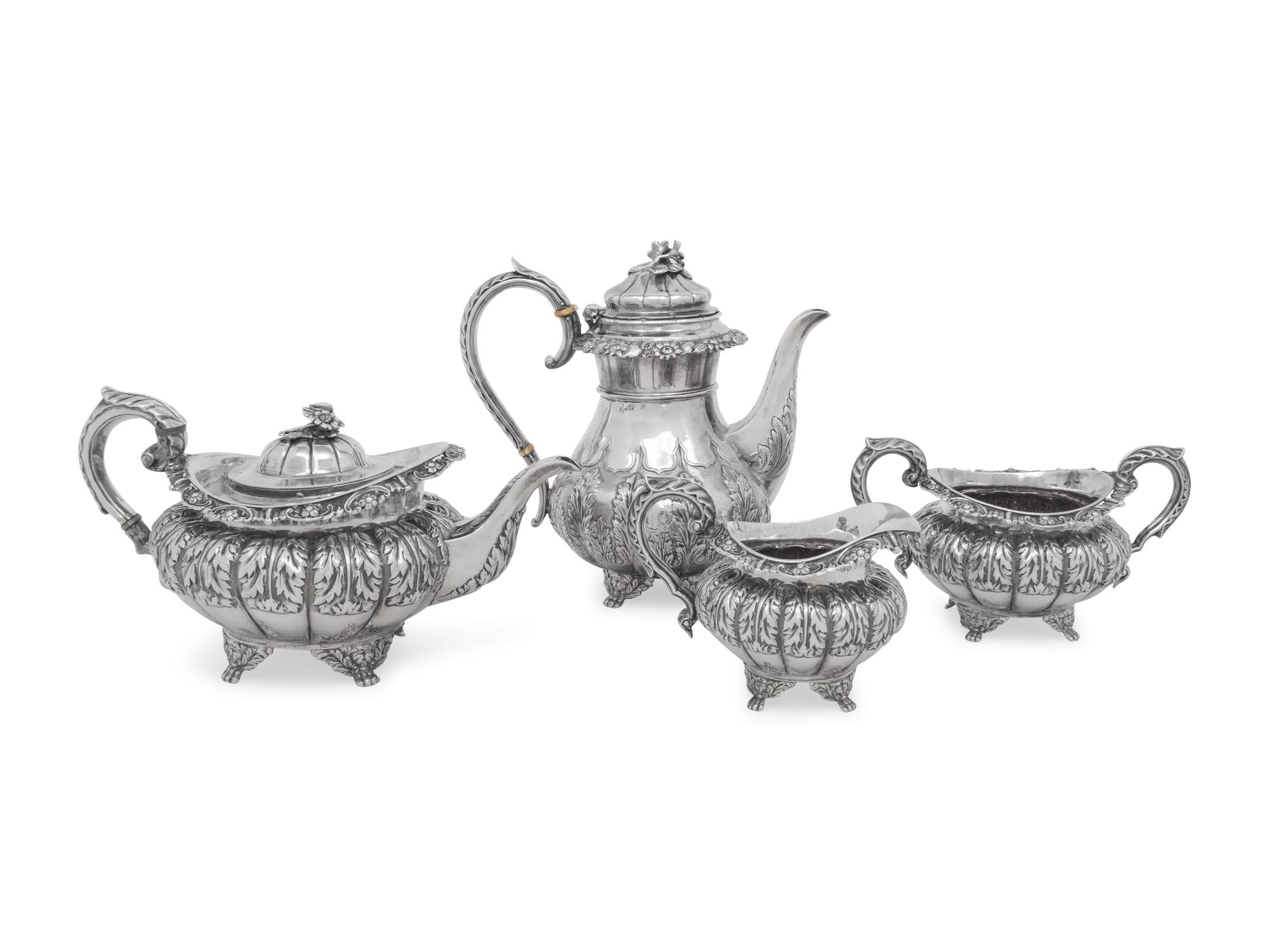 An Assembled Irish Silver Four-Piece Tea and Coffee Service