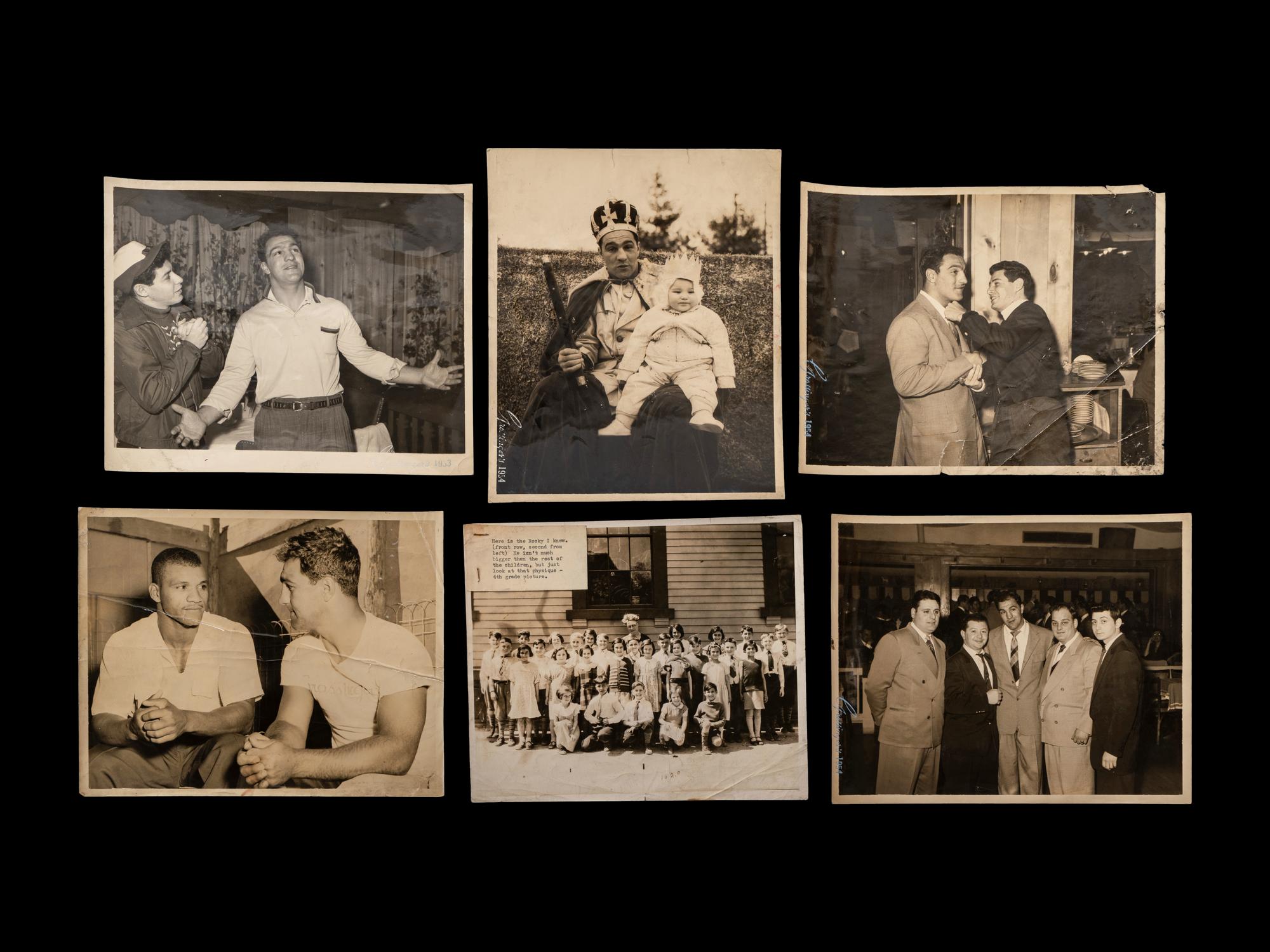 A Group of Six Original Rocky Marciano Photographs and a Joe Louis Wendell Wilkie Political Endorsement Record