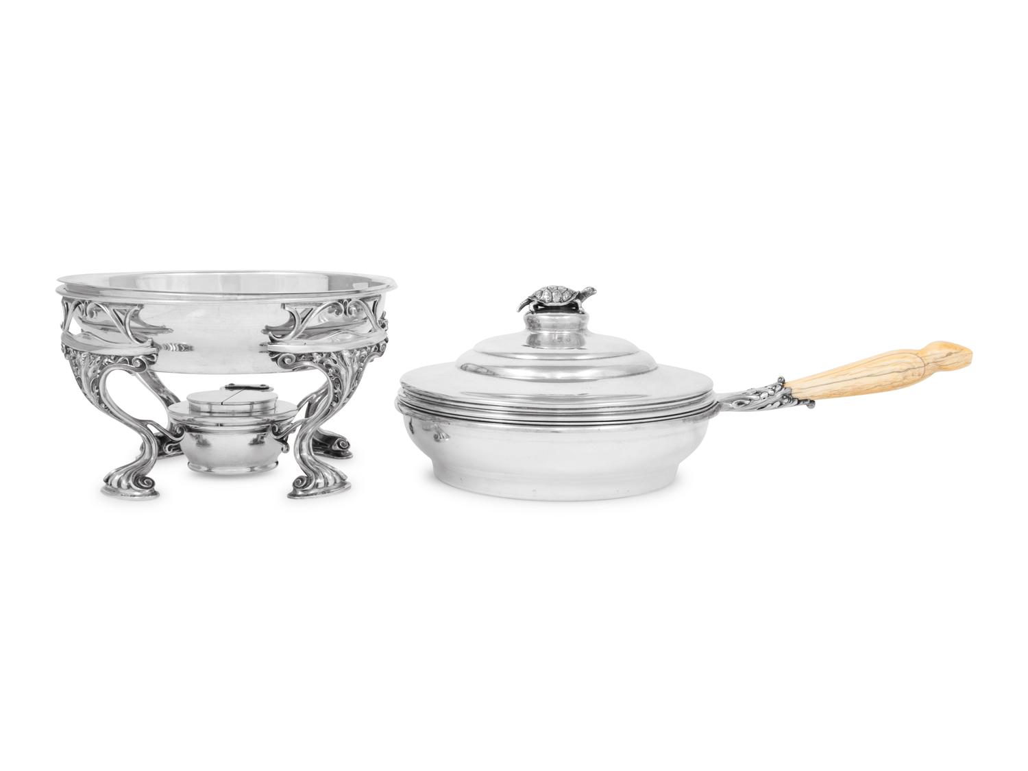 An Gorham Silver Terrapin Soup Covered Dish and Stand