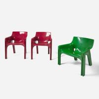 Vico Magistretti (Italian, 1920-2006) Two "Gaudi" Armchairs and a "Vicario" Lounge Chair, Artemide, Italy, designed 1970, the present lot early 1970s