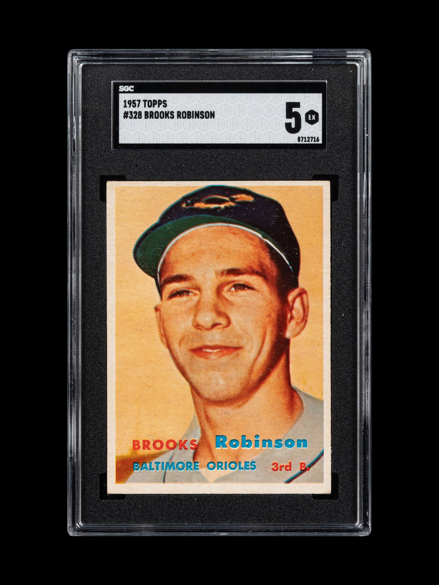 A 1957 Topps Brooks Robinson Rookie Baseball Card No. 328 (SGC 5 EX)