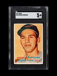 A 1957 Topps Brooks Robinson Rookie Baseball Card No. 328 (SGC 5 EX)