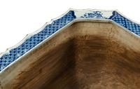 A Pair of Large Chinese Export Blue and White Porcelain Jardinières with Wood Bases