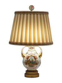 A Continental Porcelain Urn Mounted as a Lamp