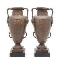 A Pair of Neoclassical Bronze Urns Height 18 3/4 inches. — FRANCE, 19TH CENTURY