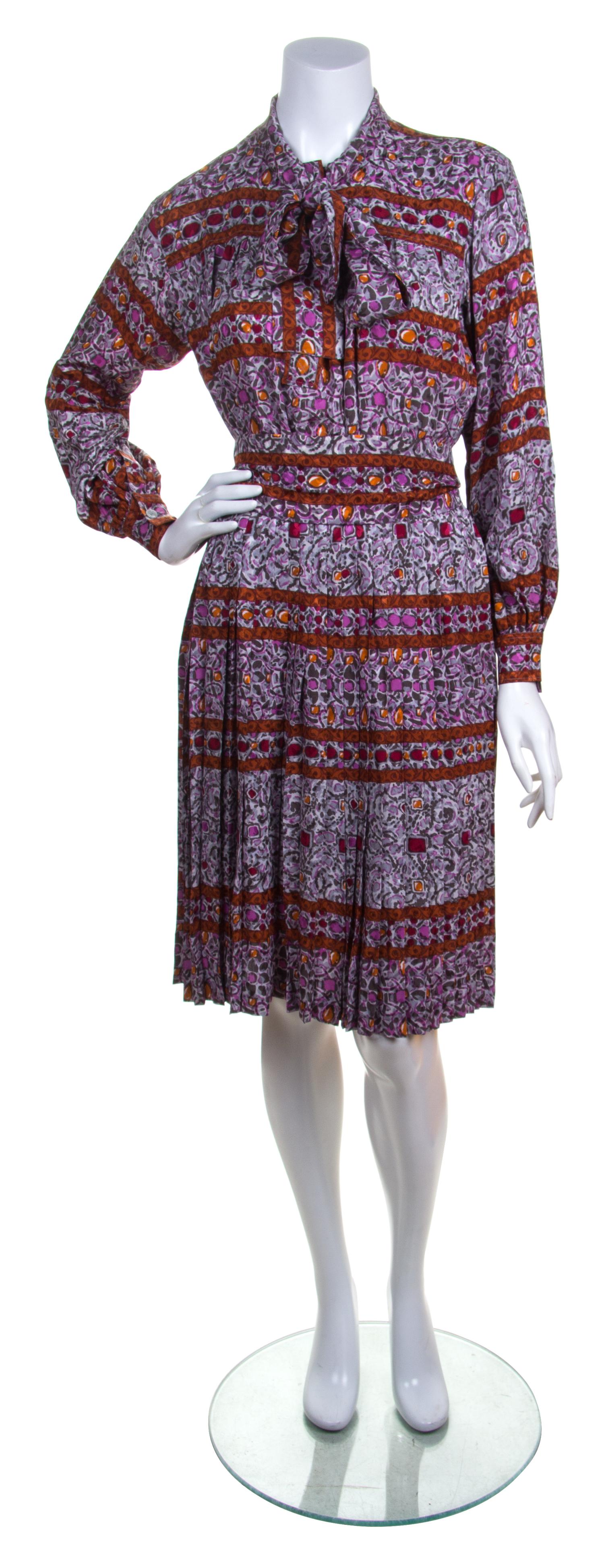 An Yves Saint Laurent Multicolor Geometric Patterned Dress, Size 34.