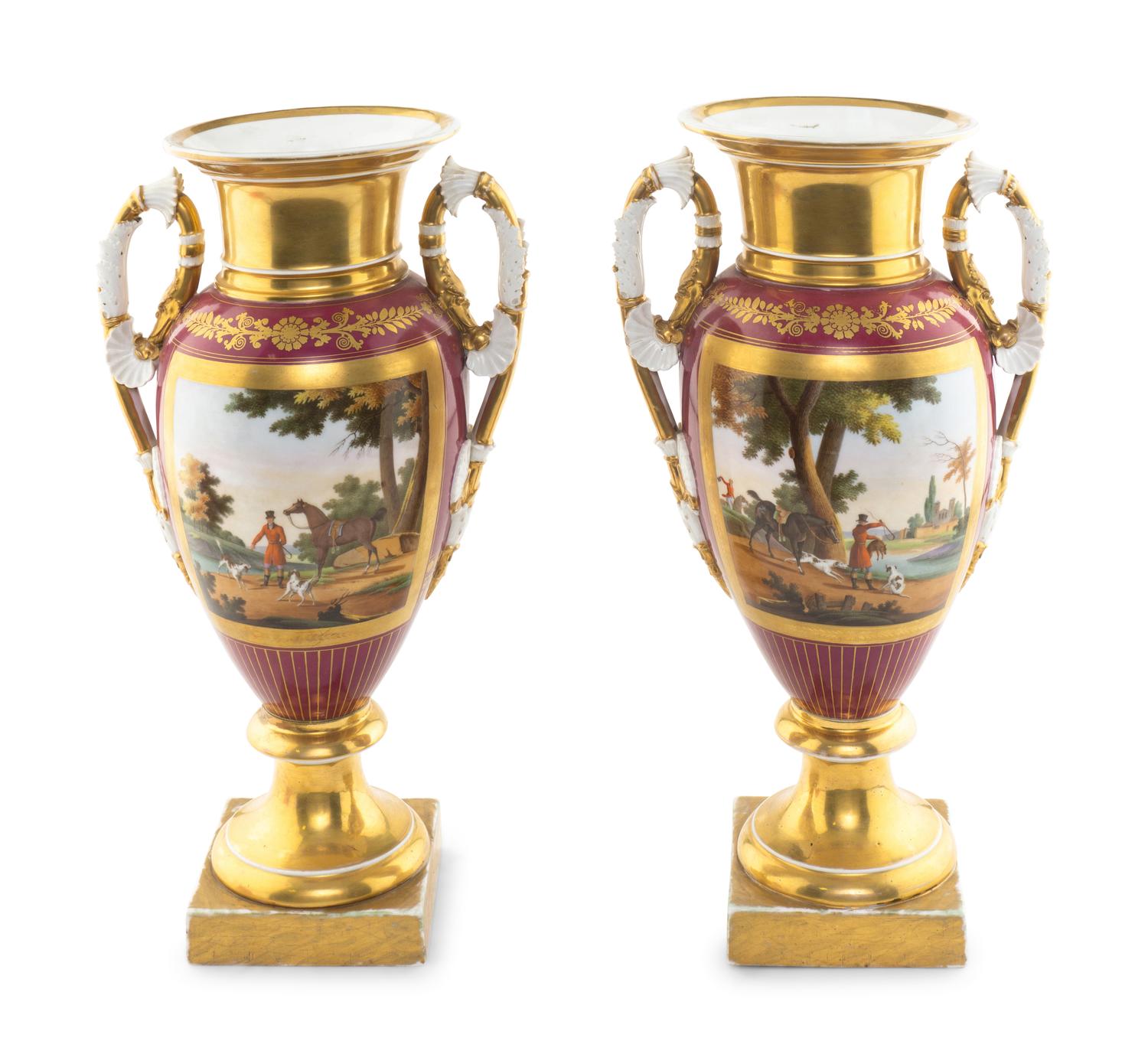 A Pair of Large Paris Porcelain Urns
