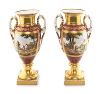 A Pair of Large Paris Porcelain Urns