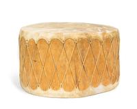 A Southwestern Hide and Wood Drum Height 18 1/4 x diameter approx. 29 1/2 inches.