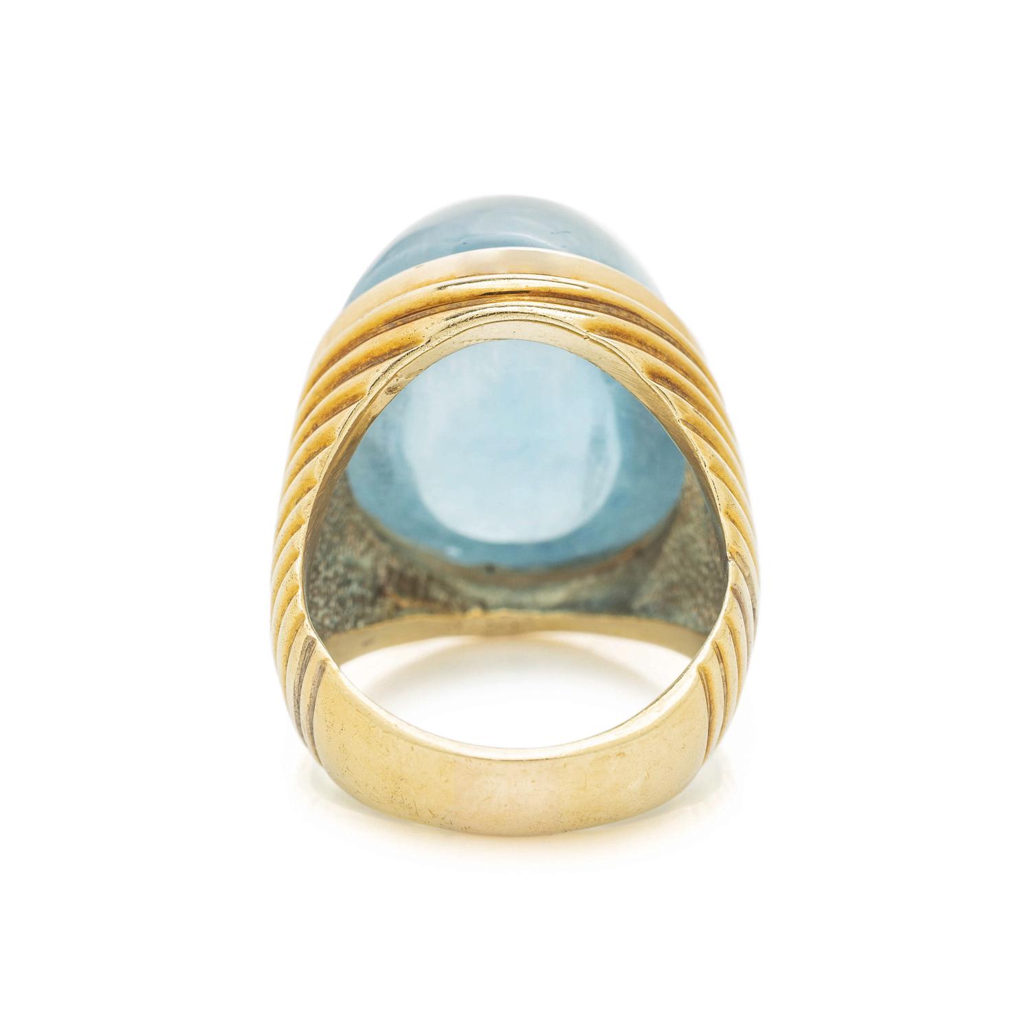 YELLOW GOLD AND BLUE TOPAZ RING