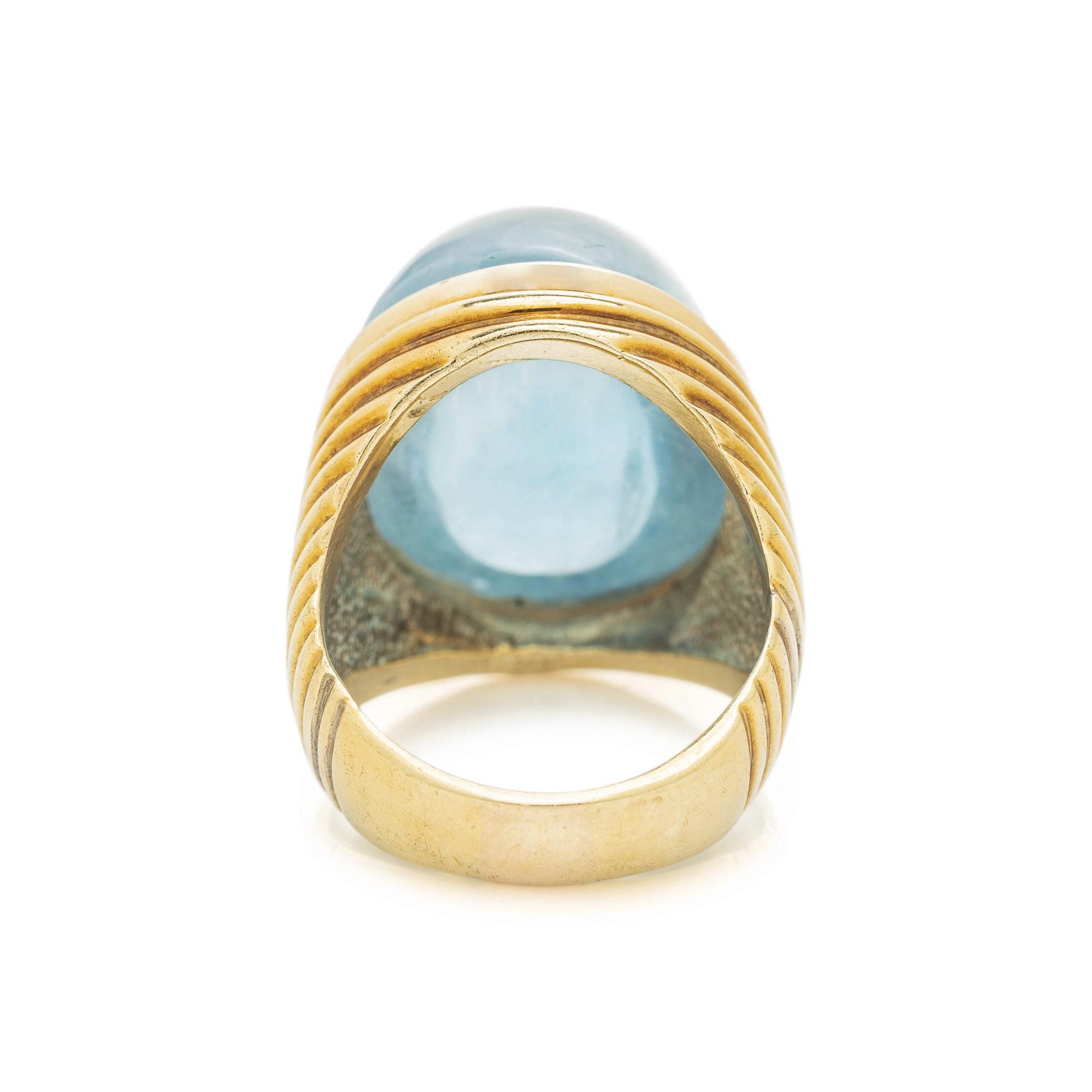 YELLOW GOLD AND BLUE TOPAZ RING
