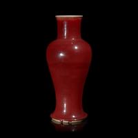 A Chinese Langyao Style Red Glazed Vase, Guanyinping 朗窯紅釉觀音瓶