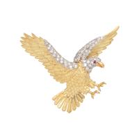 HERBERT ROSENTHAL, YELLOW GOLD AND DIAMOND LIMITED EDITION BICENTENNIAL BALD EAGLE PENDANT/BROOCH, CIRCA 1976
