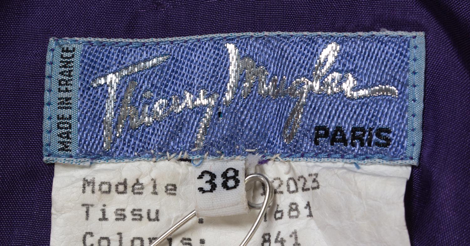 A Thierry Mugler Purple Worsted Wool Gown, Size 38.