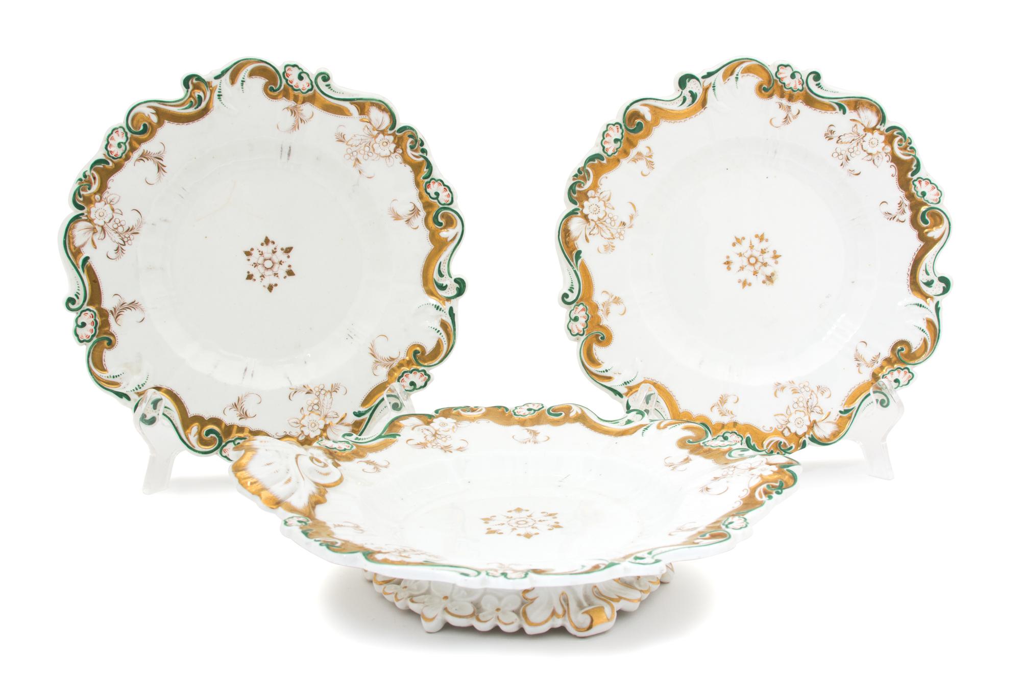 Six English Porcelain Plates Length of largest 10 1/2 inches. — 19TH CENTURY