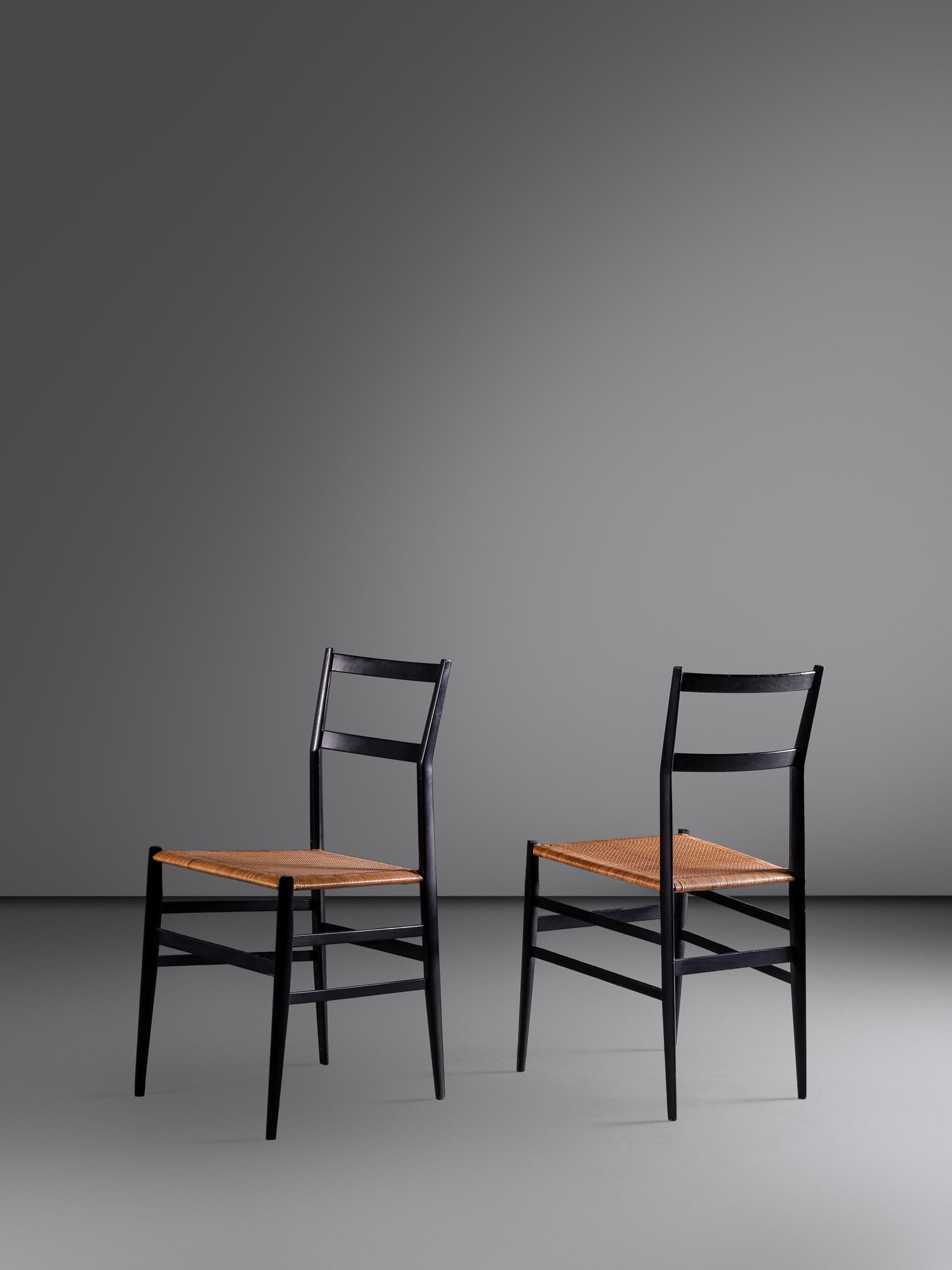 Set of Four 'Superleggera' Chairs, c. 1960 Cassina, Italy