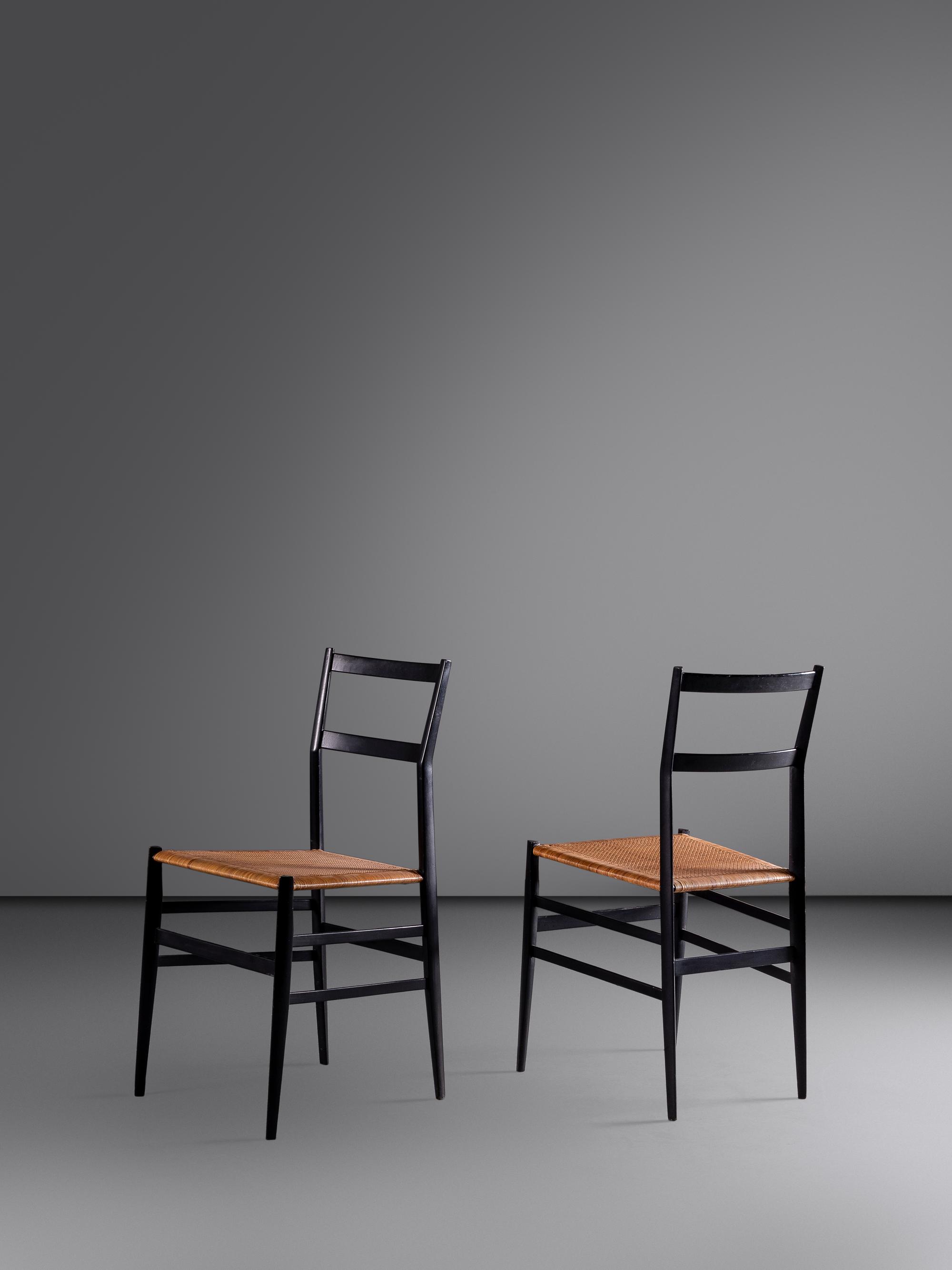 Set of Four 'Superleggera' Chairs, c. 1960 Cassina, Italy