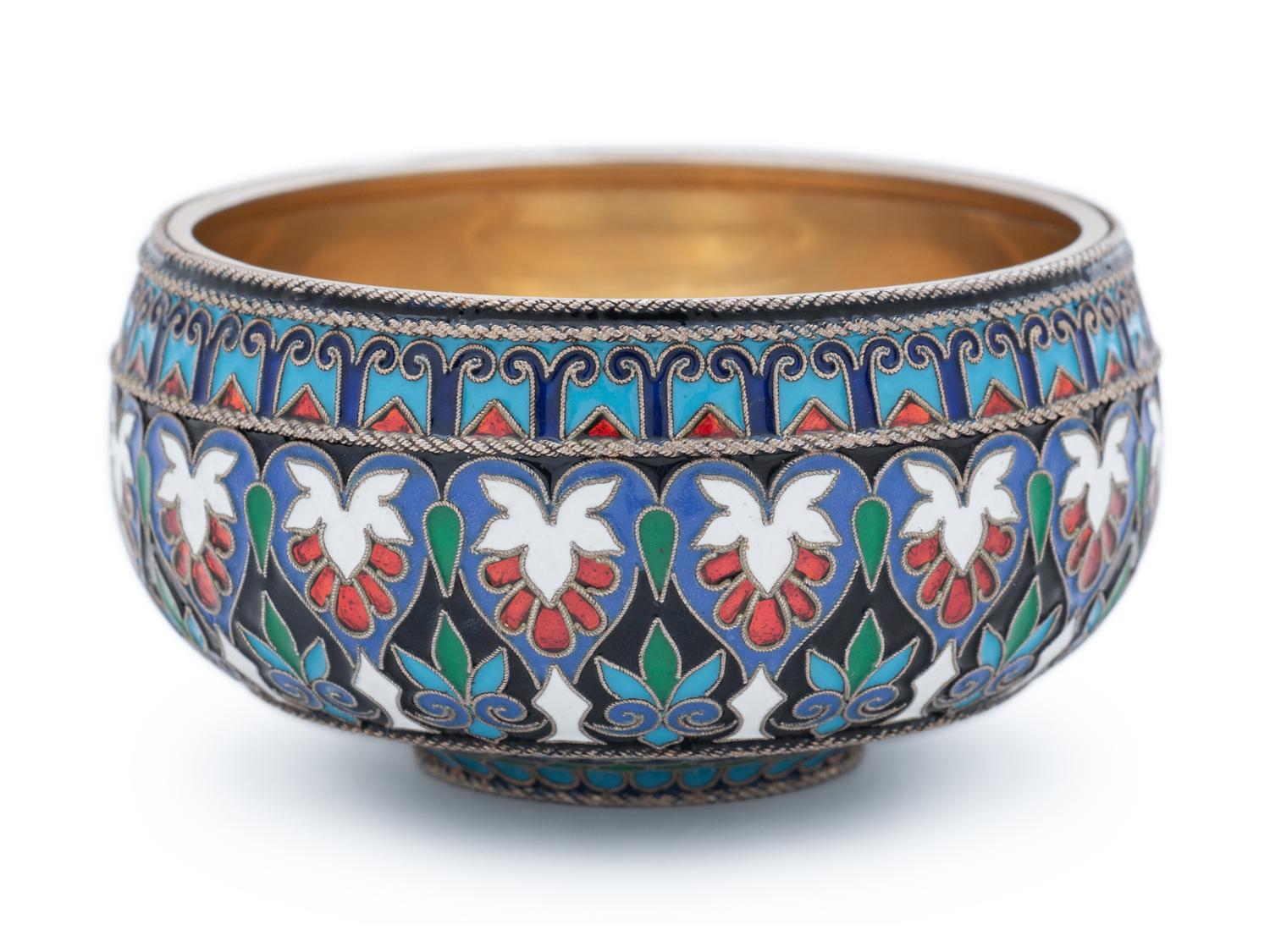 A Russian Silver and Enameled Master Salt