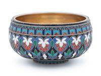 A Russian Silver and Enameled Master Salt