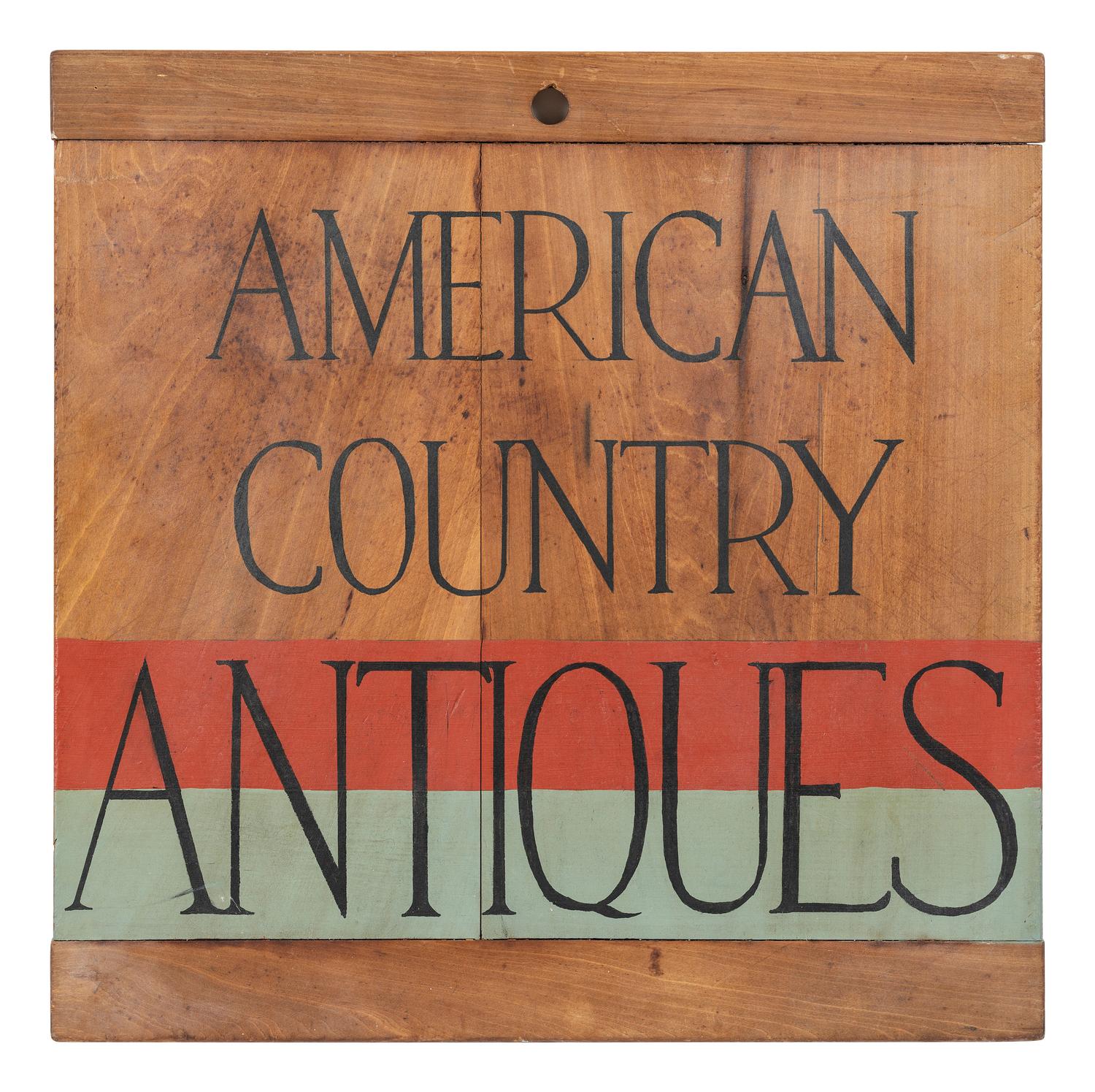A Painted Wood American Country Antiques Advertising Panel