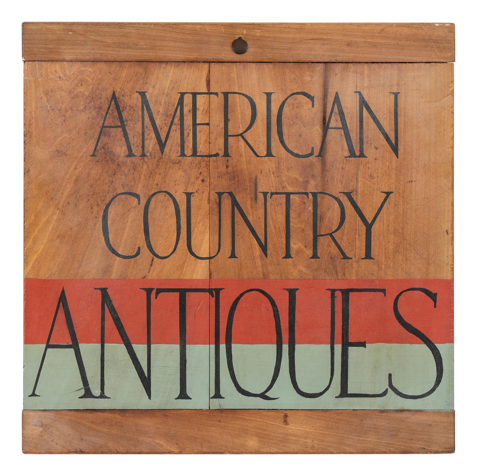 A Painted Wood American Country Antiques Advertising Panel