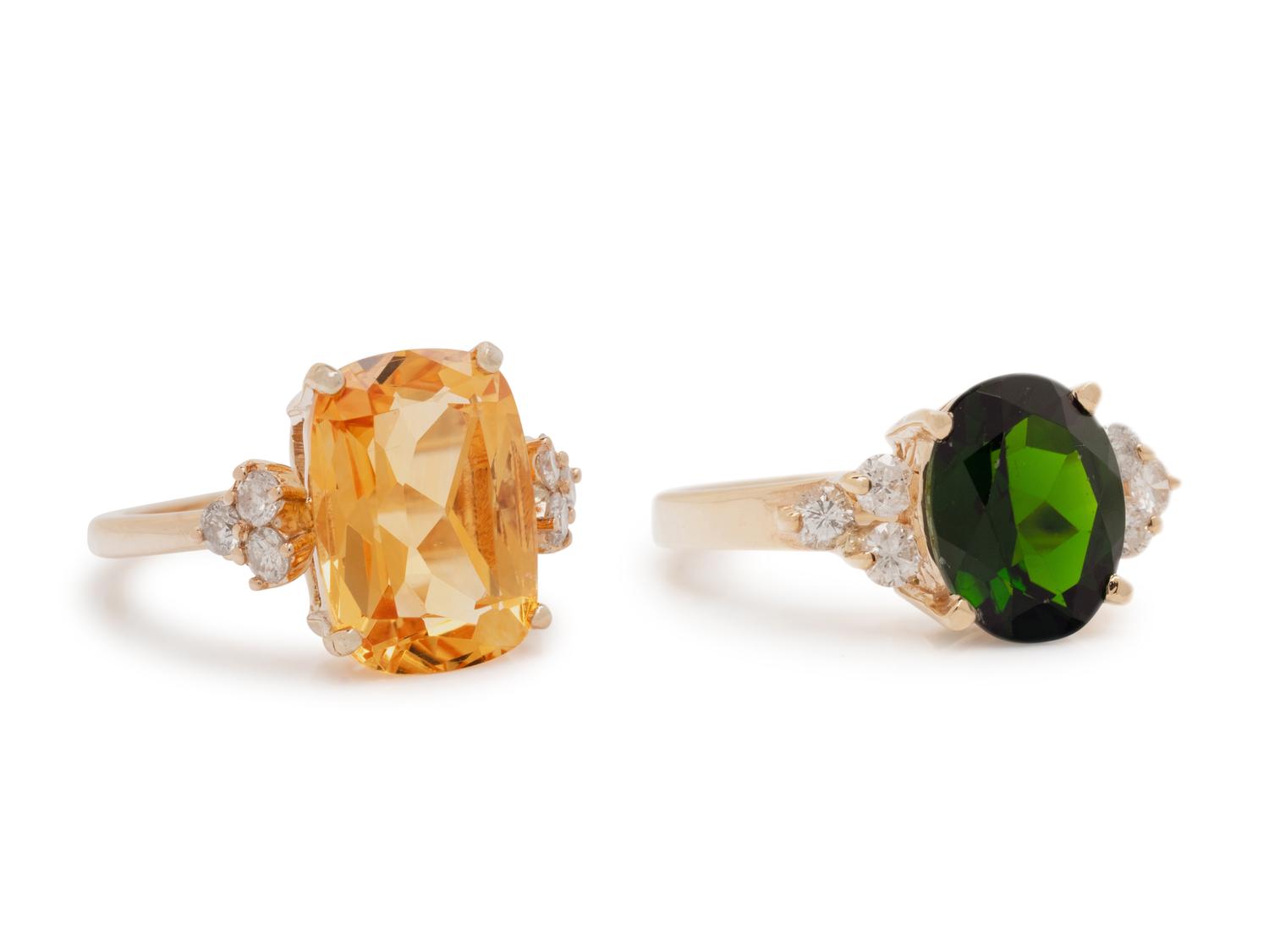 COLLECTION OF YELLOW GOLD AND GEMSTONE RINGS