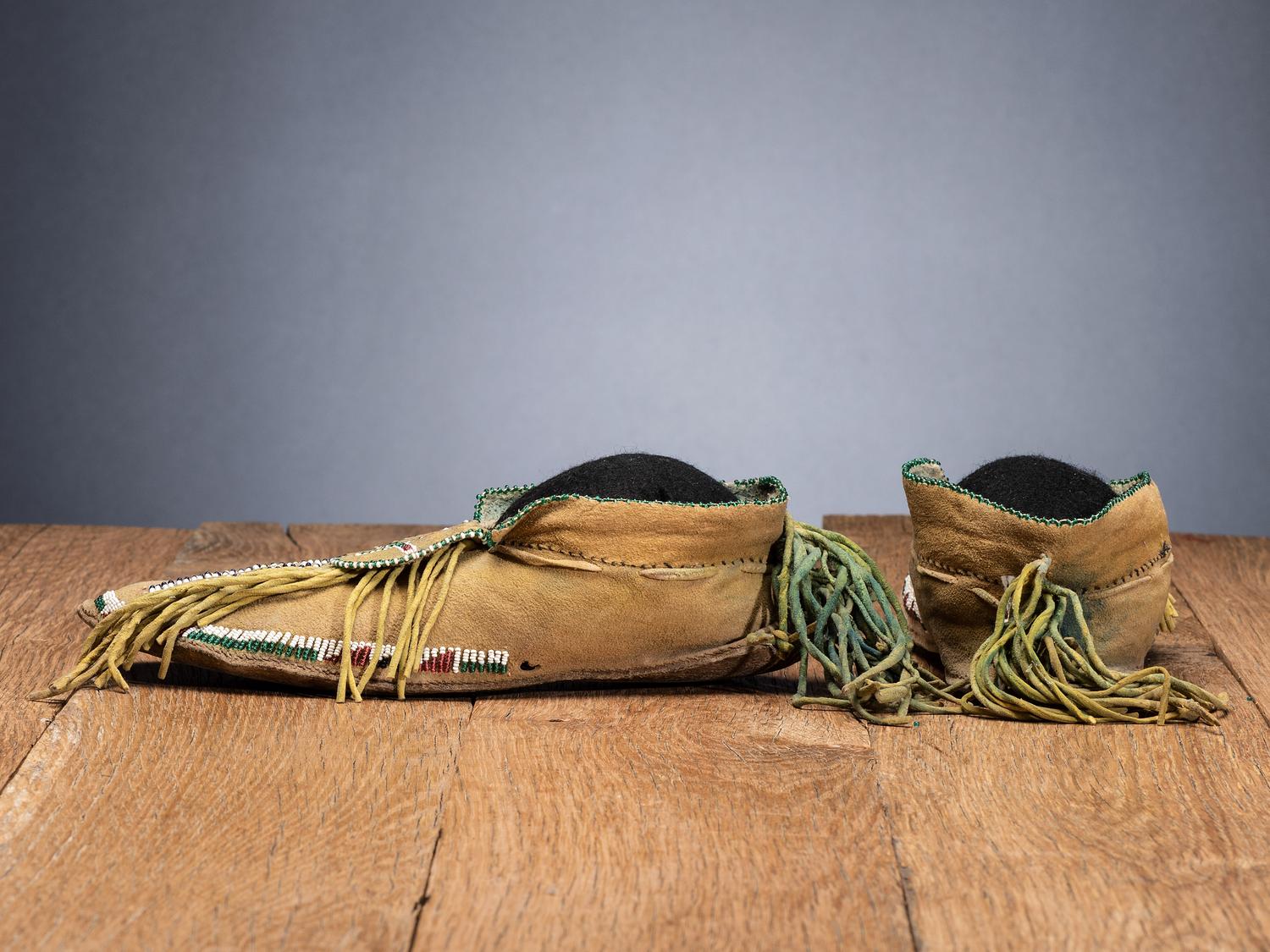 Comanche Beaded Hide Moccasins