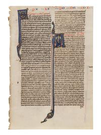 DOMINICAN PAINTER (active Paris, c. 1240–1260) Leaf book containing a leaf from a Parisian Bible, with historiated initial ‘P’ of the Kings of Israel, in Latin, illuminated manuscript on parchment [France, Paris, ca. 1240–1250]