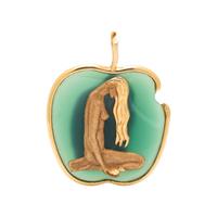 CARRERA Y CARRERA, GOLD AND GREEN CHALCEDONY ADAM AND EVE PENDANT