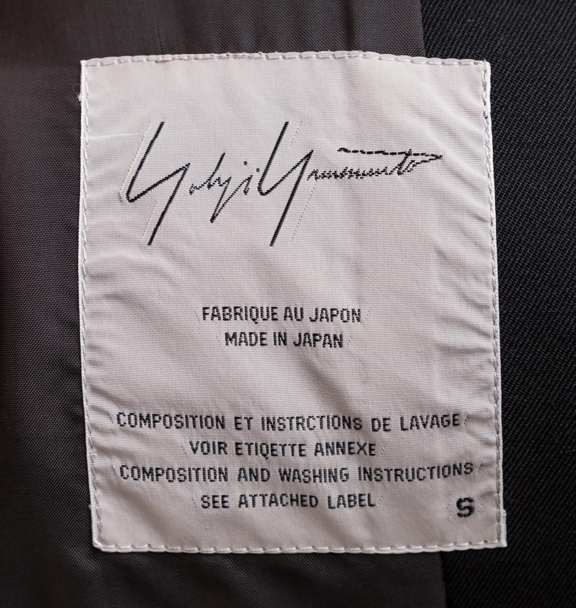 A Yohji Yamamoto Black Wool Coat, Size S.
