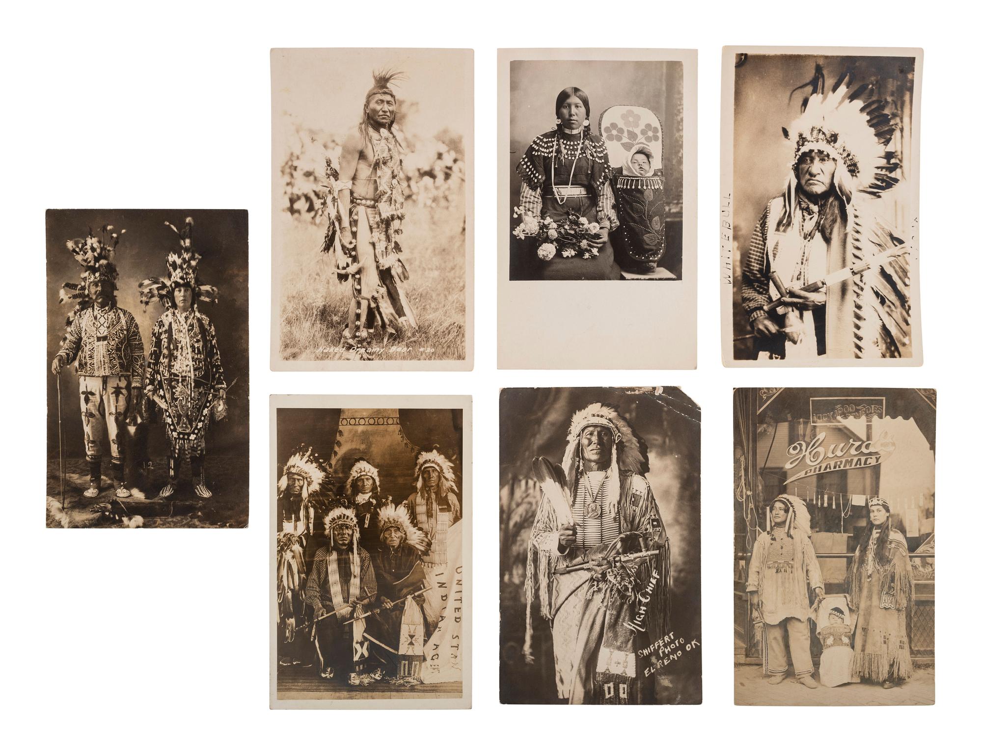 [NATIVE AMERICANS]. A group of 22 real photo postcards with Native American subjects, including: