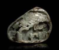 A Chinese Celadon Jade 'Landscape' Mountain