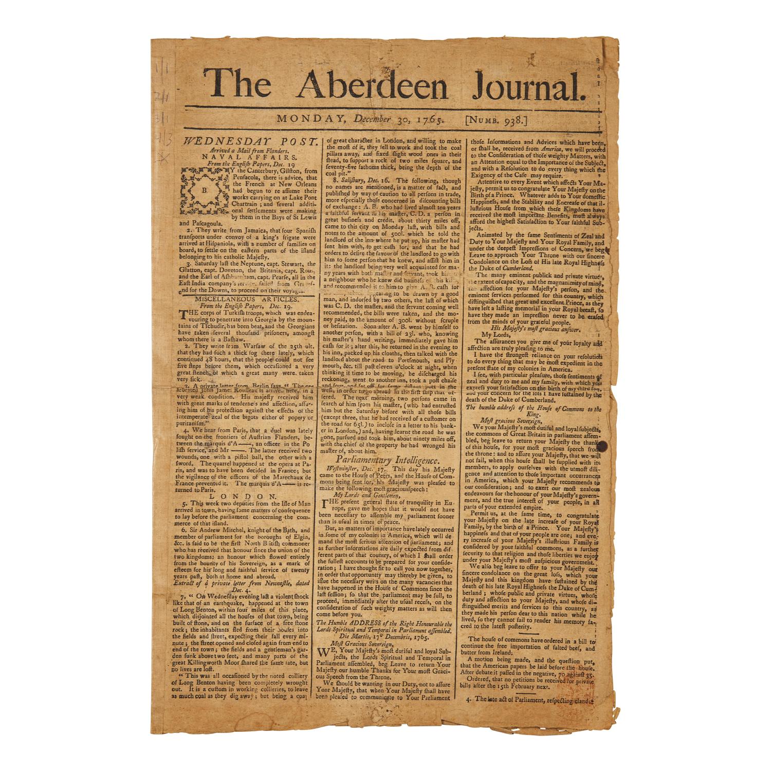 [American Revolution] An Article on the Publication of Stephen Hopkins's Influential Pamphlet Against the Stamp Act