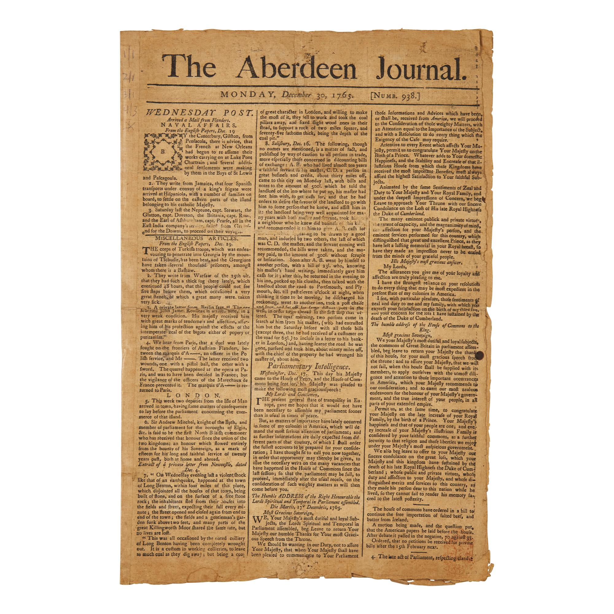 [American Revolution] An Article on the Publication of Stephen Hopkins's Influential Pamphlet Against the Stamp Act