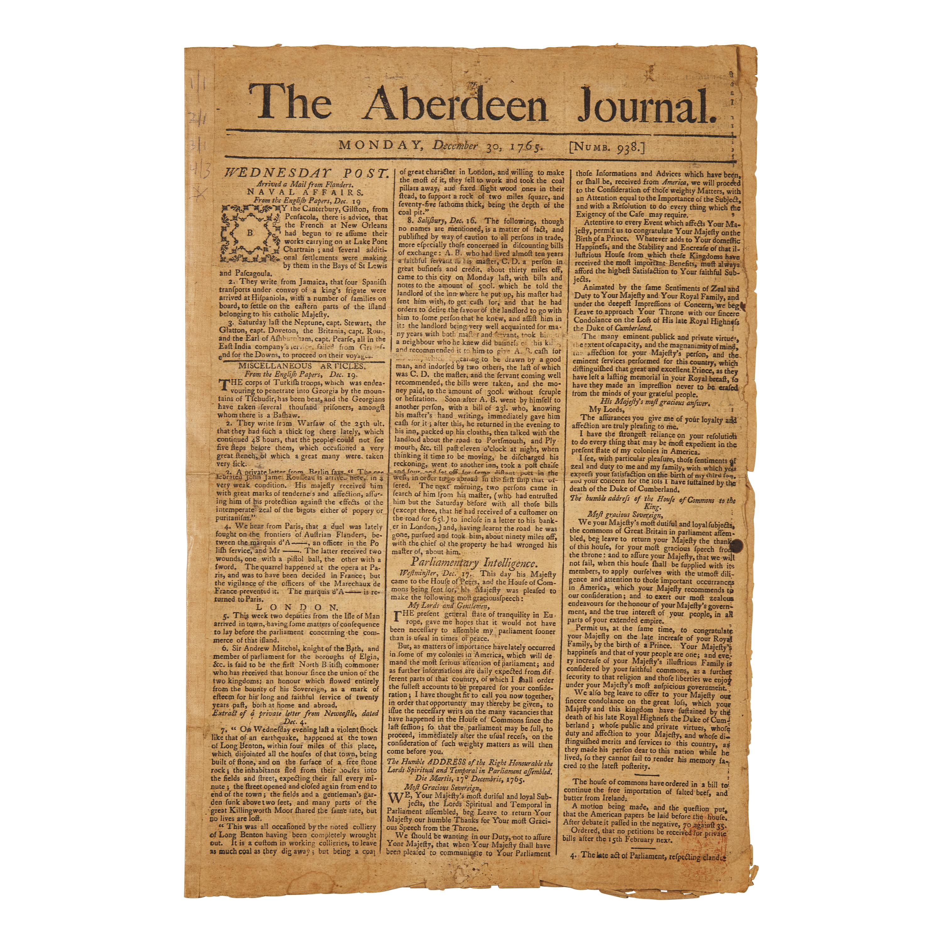 [American Revolution] An Article on the Publication of Stephen Hopkins's Influential Pamphlet Against the Stamp Act