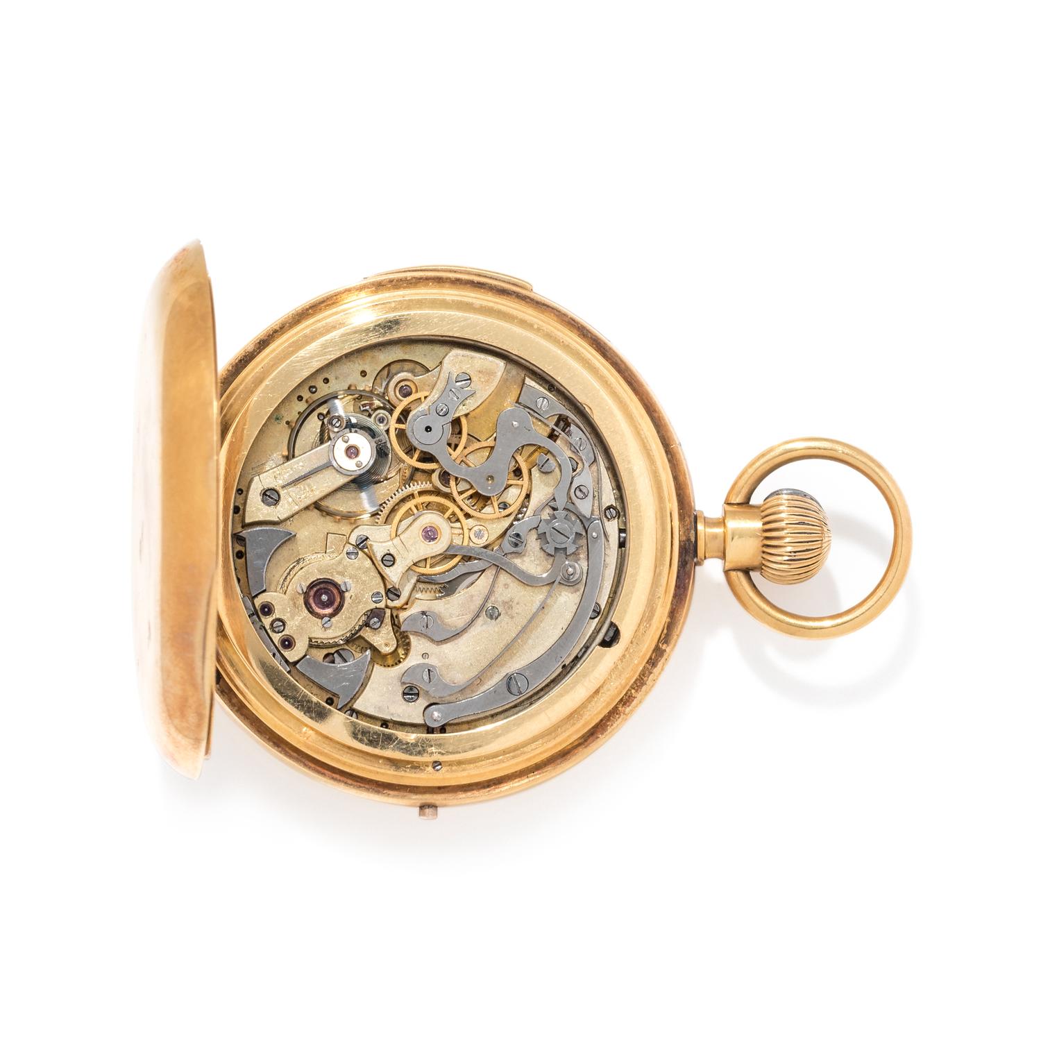18K YELLOW GOLD MINUTE REPEATER HUNTER CASE POCKET WATCH