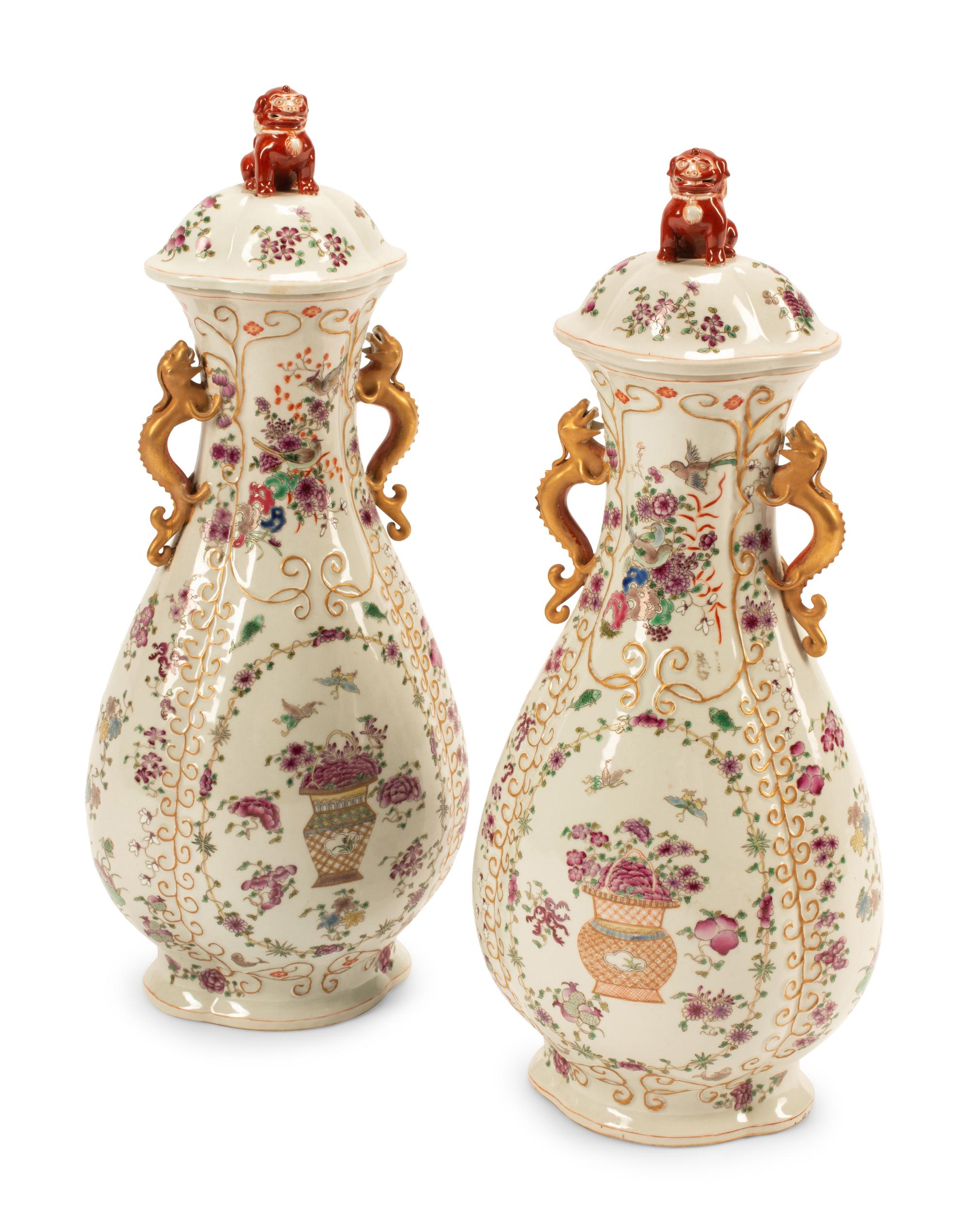 A Pair of Chinese Export Porcelain Covered Vases — EARLY 20TH CENTURY