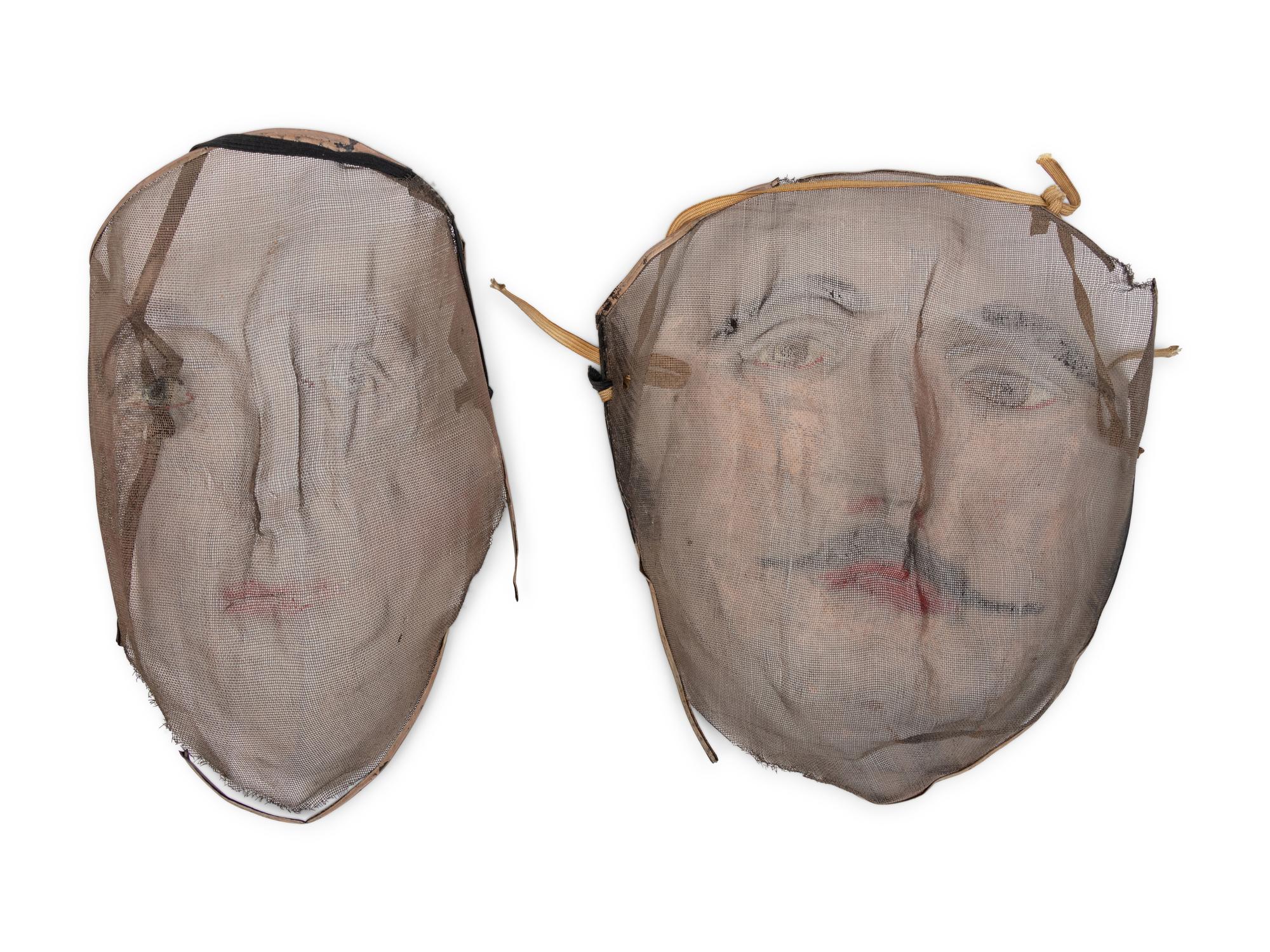 Two Painted Mesh Indian Theatre Masks