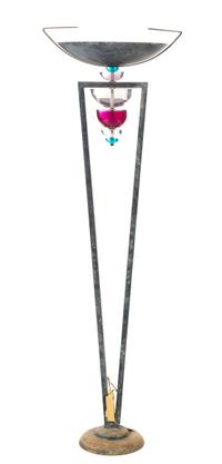 A Patinated Metal and Acrylic Floor Lamp Height 73 1/2 inches.