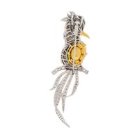 EMERALD, DIAMOND, AND RUBY BIRD BROOCH