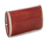 A Fabergé Style Enameled Silver and Diamond Mounted Cigarette Case