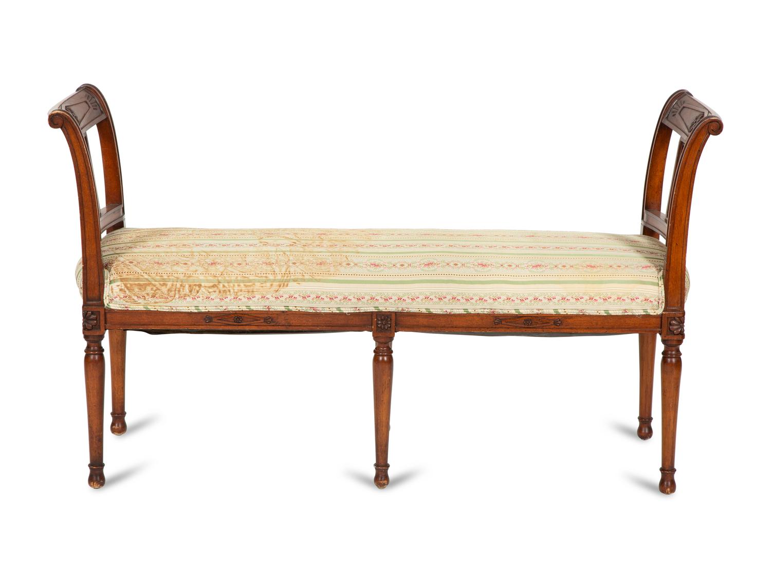 A Empire Style Carved Beechwood Window Bench