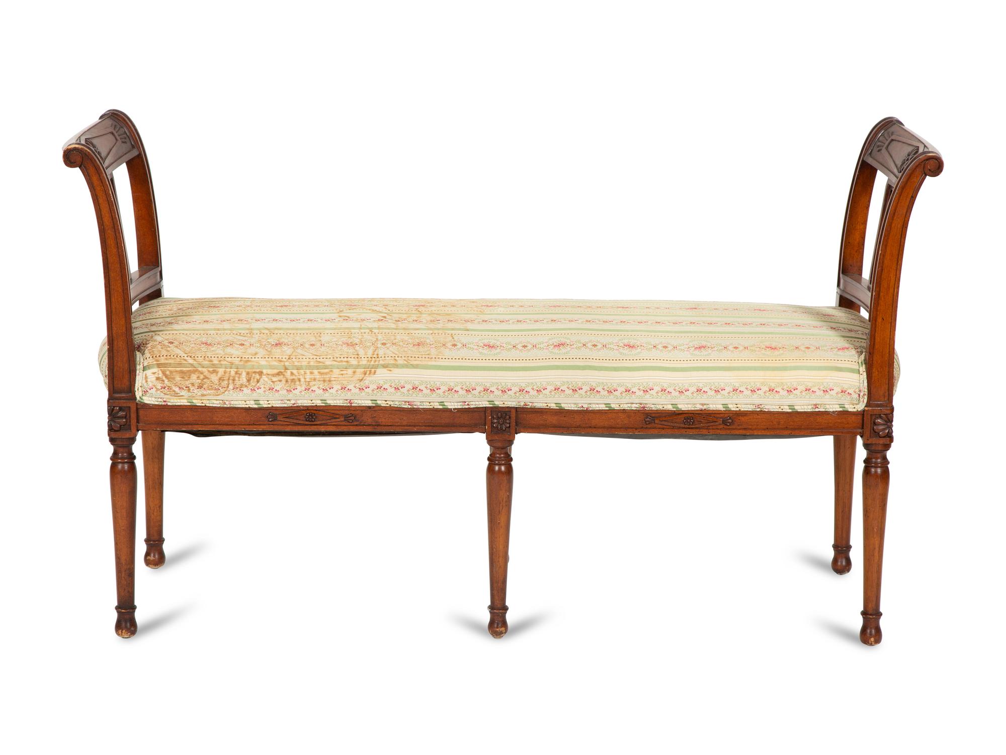 A Empire Style Carved Beechwood Window Bench