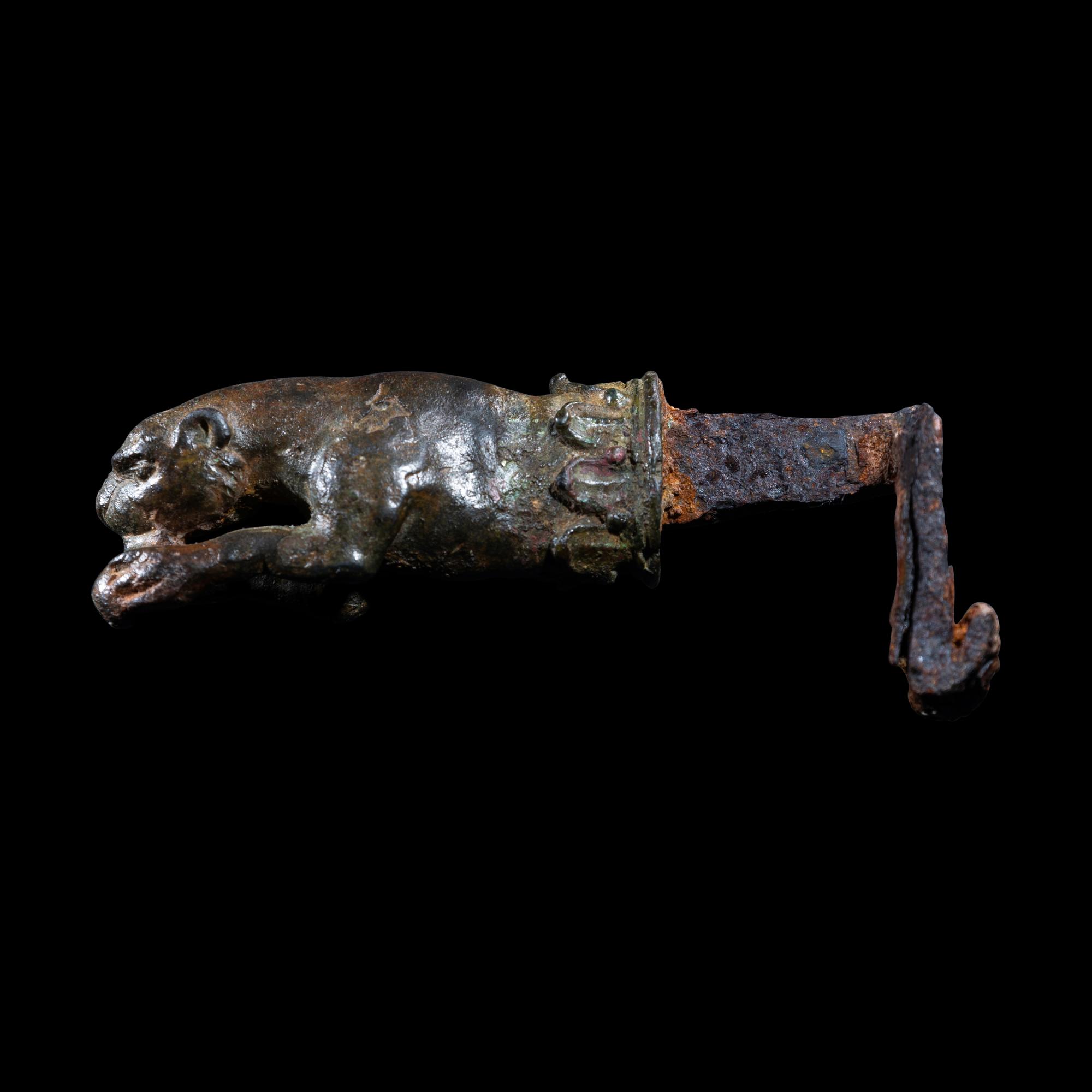 A Roman Bronze Key in the form of a Lion