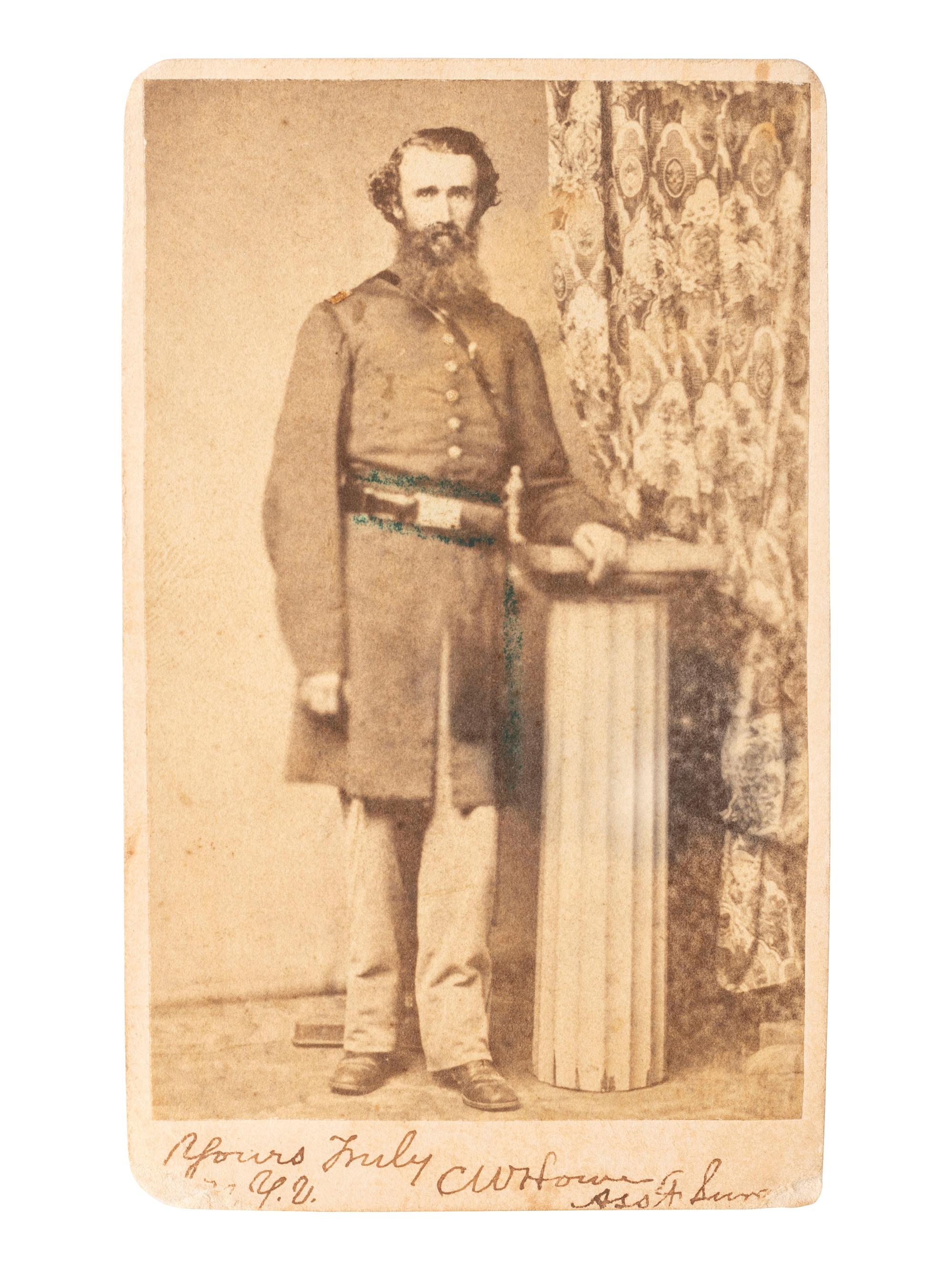 [CIVIL WAR]. Autographed CDV of New York Volunteers Assistant Surgeon C.W. Howe.
