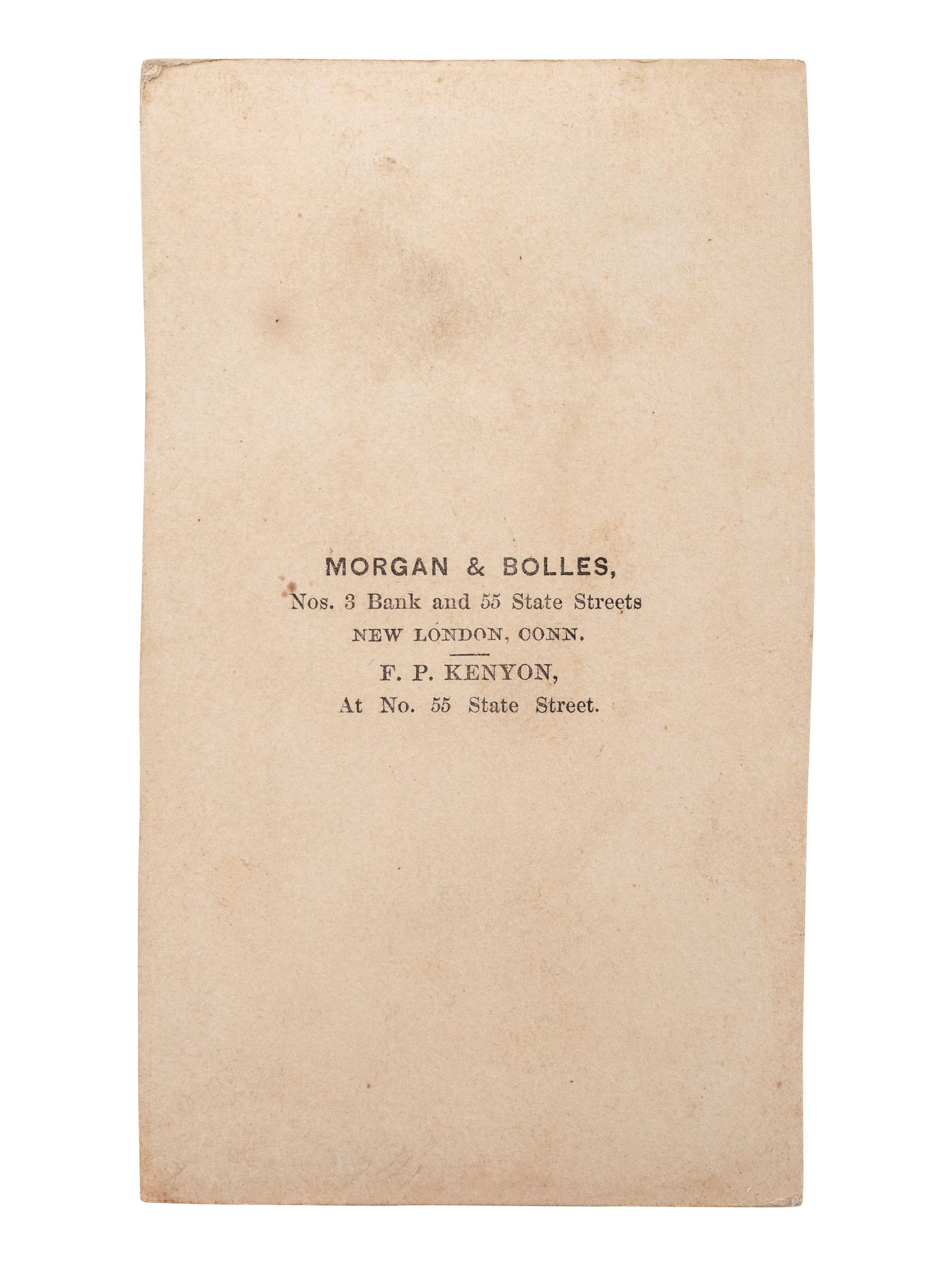 [SLAVERY & ABOLITION]. CDV of Robert Whitehead with white slave children Rebecca and Rosa of New Orleans. New London, CT: Morgan & Bolles, ca 1863-1864.