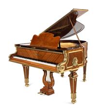 A Régence Style Gilt Bronze Mounted Mahogany, Kingwood and Tulipwood Grand Piano