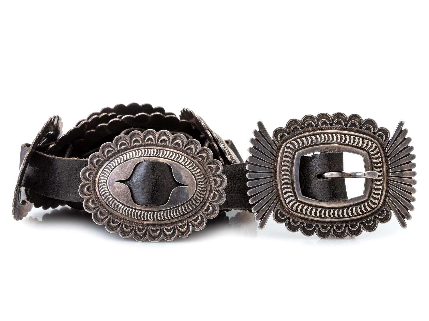 Heavily Stamped Sterling Silver Concha Belt