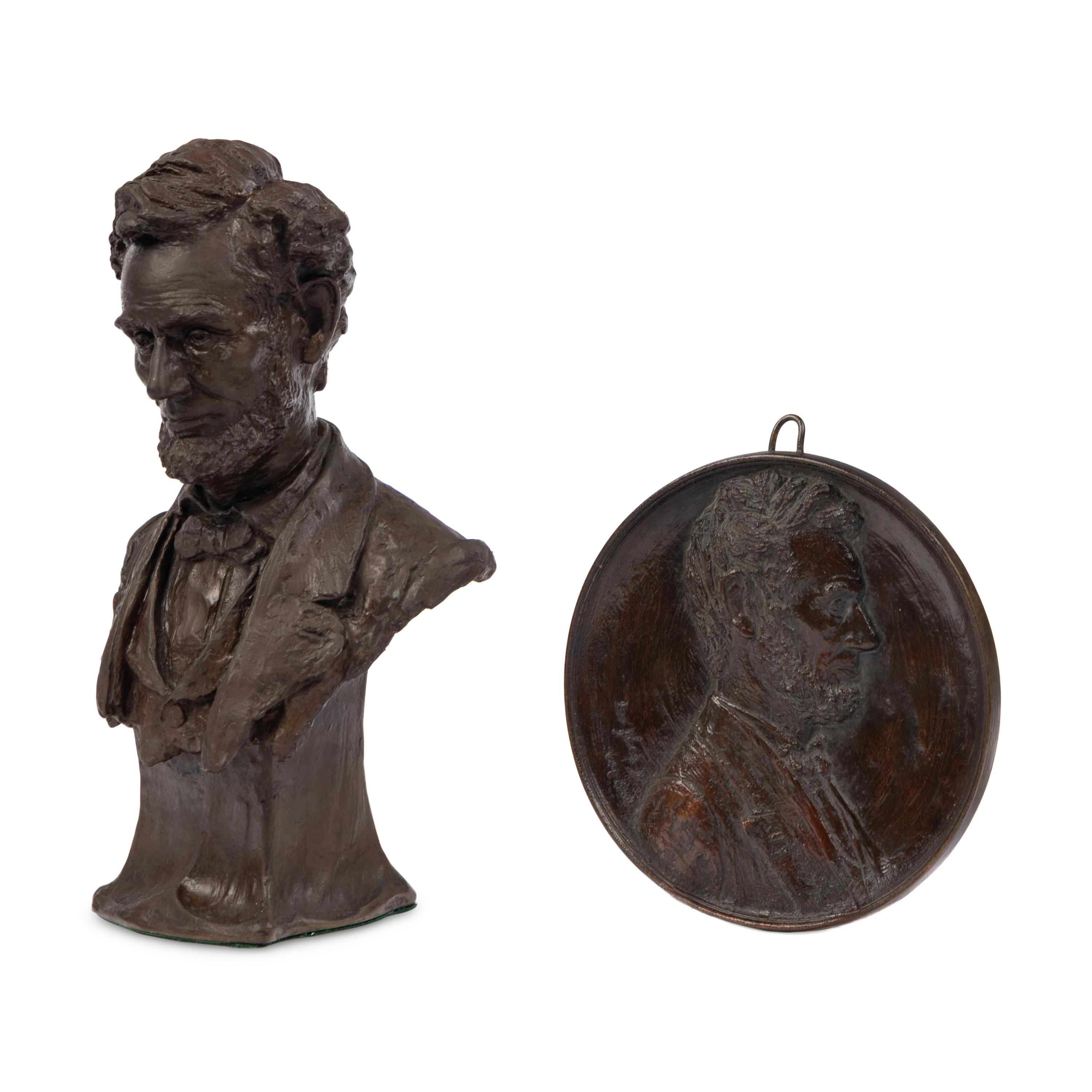 Leo Frank Nock (American, 1875-1949) Portrait bust of Abraham Lincoln bronze