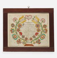 A Fraktur: Floral arrangement with verse Dated, "1787"